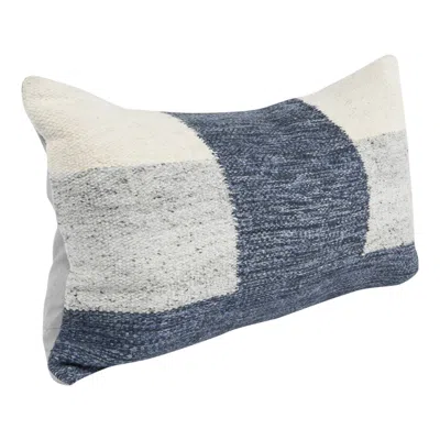 Hivvago 14 X 26 Lumbar Accent Throw Pillow, Color Block Pattern, Blue, Gray, White