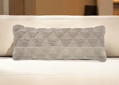 Hivvago 14" X 36" Natural And Gray Geometric Cotton Lumbar Throw Pillow In Brown