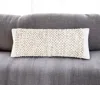 Hivvago 14" X 36" Tan And White Cotton Abstract Throw Pillow In Neutral