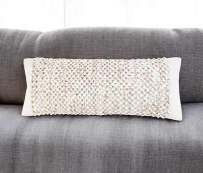 Hivvago 14" X 36" Tan And White Cotton Abstract Throw Pillow In Neutral