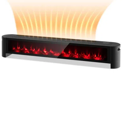 Hivvago 1400w Electric Baseboard Heater With Realistic Multicolor Flame-black