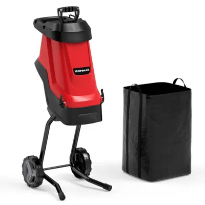 Hivvago 15-amp Electric Wood Chipper And Shredder Leaf Mulcher With Wheels-red In Black