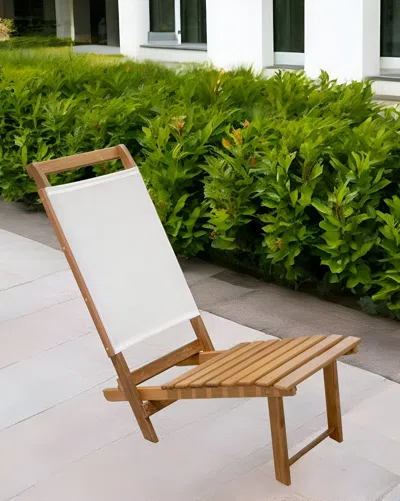 Hivvago 15" Brown And Natural Wood Solid Wood Outdoor Deck Chair