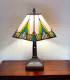 Hivvago 15" Dark Brown Metal Candlestick Table Lamp With Beige Shade In Brown
