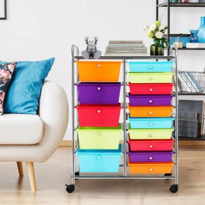 Hivvago 15-drawer Utility Rolling Organizer Cart Multi-use Storage-multicolor