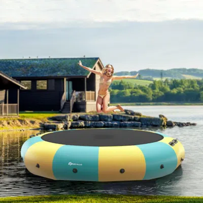 Hivvago 15 Feet Inflatable Splash Padded Water Bouncer Trampoline-yellow In Multi