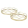 Hivvago 15" Gold Round Metal Handmade Tray With Handles In Gold