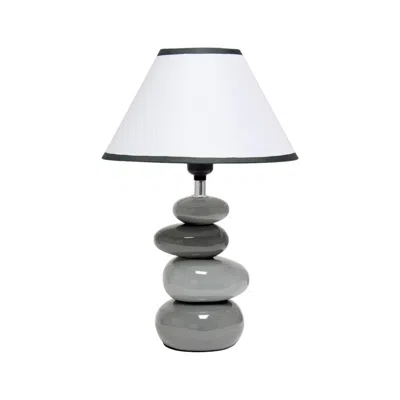 HIVVAGO 15" GRAY CERAMIC NOVELTY TABLE LAMP LED WITH WHITE EMPIRE SHADE