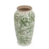 Hivvago 15" Green And White Leaf Trumpet Ceramic Table Vase With Does Not Apply In Green