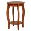 Hivvago 15 Inch 2-tier Round End Table With Storage Shelf - Walnut In Brown