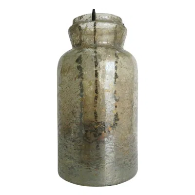 Hivvago 15 Inch Classic Candle Holder, Rustic Glass Jar, Farmhouse Design, Brown