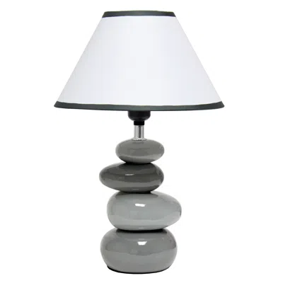 Hivvago 15" Gray Ceramic Novelty Table Lamp Led With White Empire Shade In Multi