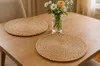Hivvago 15" Set Of Two Natural Jute Round Placemats In Nude