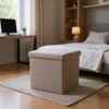 Hivvago 12" Taupe Boucle Cube Storage Ottoman In Brown