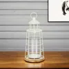 Hivvago 15" White And Natural Metal And Wood Lighthouse Tabletop Lantern Candle Holder In White