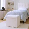 Hivvago 15" White Boucle Cube Storage Ottoman In White