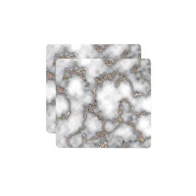 Hivvago 15" X 15" Gray And Gold Abstract Agglomerated Cork Square Placemats
