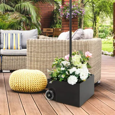 Hivvago 150 Pounds Patio Umbrella Base Stand Wheels Planter Outdoor