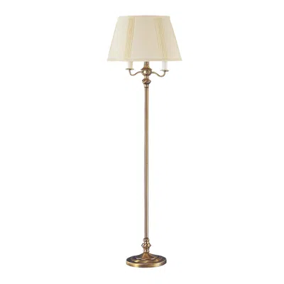 Hivvago 150 Watt 6 Way Metal Floor Lamp With Fabric Tapered Shade, Gold