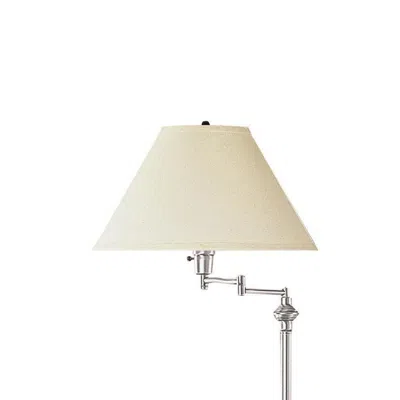Hivvago 150 Watt Metal Floor Lamp With Swing Arm And Fabric Conical Shade, Silver