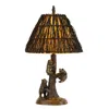 Hivvago 150 Watt Resin Body Table Lamp With Bear Design And Twig Shade, Bronze In Brown