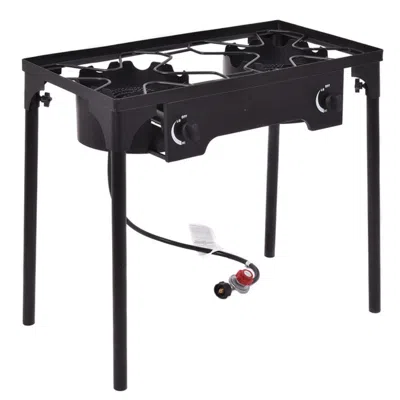 Hivvago 150000 Btu Double Burner Outdoor Stove Bbq Grill In Black