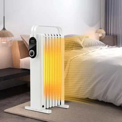 Hivvago 1500w Electric Space Heater Oil Filled Radiator Heater With Foldable Rack-black In White