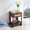 Hivvago 15.75 Inch Rustic Brown Rattan End Table With Drawer