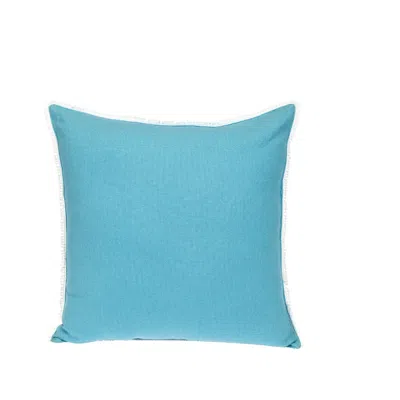 Hivvago 16" Aqua Cotton Throw Pillow With Scalloped Edges In Blue