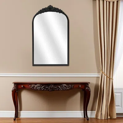 Hivvago 16" Black Metal Arch Accent Mirror