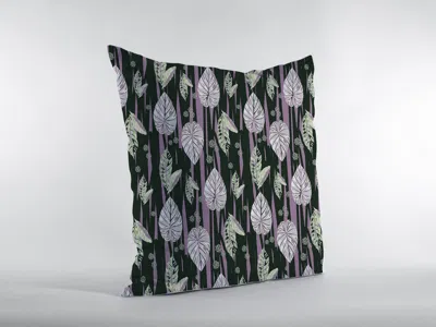 Hivvago 16" Black Purple Fall Leaves Zippered Suede Throw Pillow In Multi