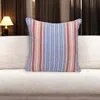 Hivvago 16" Blue And Red Striped Cotton Throw Pillow In Blue