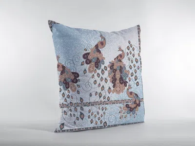 Hivvago 16" Blue Brown Boho Bird Zippered Suede Throw Pillow