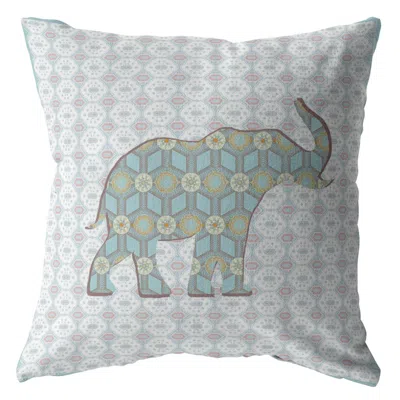Hivvago 18" Blue Elephant Zip Suede Throw Pillow In Gray