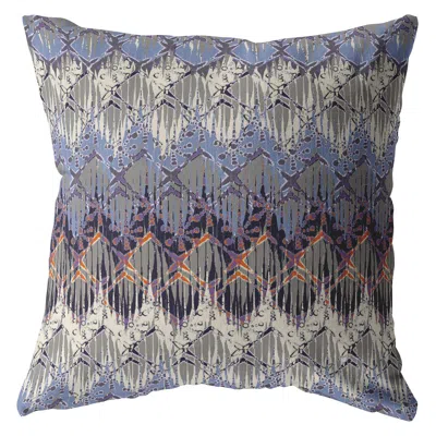 Hivvago 16" Blue Gray Hatch Zippered Suede Throw Pillow