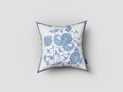 Hivvago 16" Blue White Wildflower Zippered Suede Throw Pillow In Multi