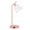 Hivvago 16" Blush Metal Usb Table Lamp With Clear Globe Shade In Pink