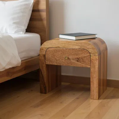 Hivvago 16" Brown Solid Wood One Drawer Nightstand