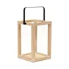 Hivvago 16" Clear And Natural Glass And Solid Wood Tabletop Lantern Candle Holder In Neutral