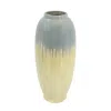 Hivvago 16" Cream And Blue Round Ceramic Table Vase In Yellow