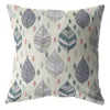 Hivvago 16" Cream Gray Leaves Suede Zippered Throw Pillow In Multi