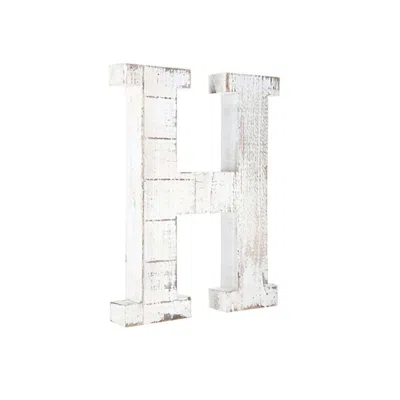 Hivvago 16" Distressed White Wash Wooden Initial Letter H Sculpture