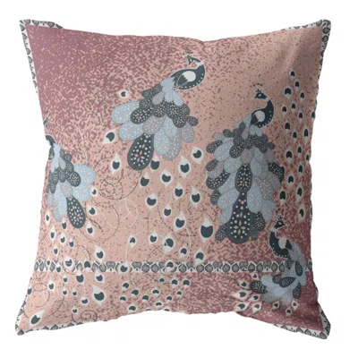 Hivvago 18" Dusty Pink Boho Bird Zippered Suede Throw Pillow