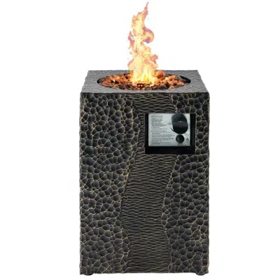 Hivvago 16 Feet Square Outdoor Propane Fire Pit With Lava Rocks Waterproof Cover 30 000 Btu In Brown