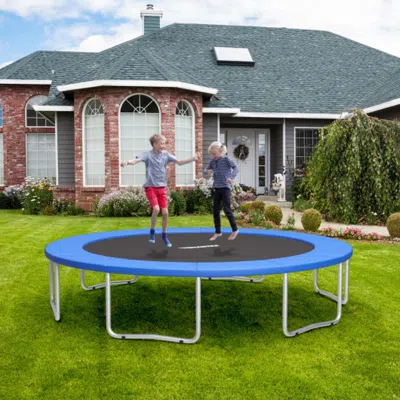 Hivvago 16 Feet Waterproof And Tear-resistant Universal Trampoline Safety Pad Spring Cover-blue