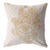 Hivvago 16" Gold White Hamsa Suede Zippered Throw Pillow In White