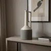 Hivvago 16" Gray And Off White Ceramic Tall Jug Vase In Brown