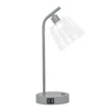 Hivvago 16" Gray Metal Usb Table Lamp With Clear Globe Shade In Gray