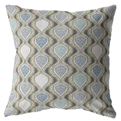 Hivvago 16" Gray Ogee Zippered Suede Throw Pillow In Multi
