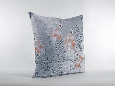 Hivvago 16" Gray Orange Boho Bird Zippered Suede Throw Pillow